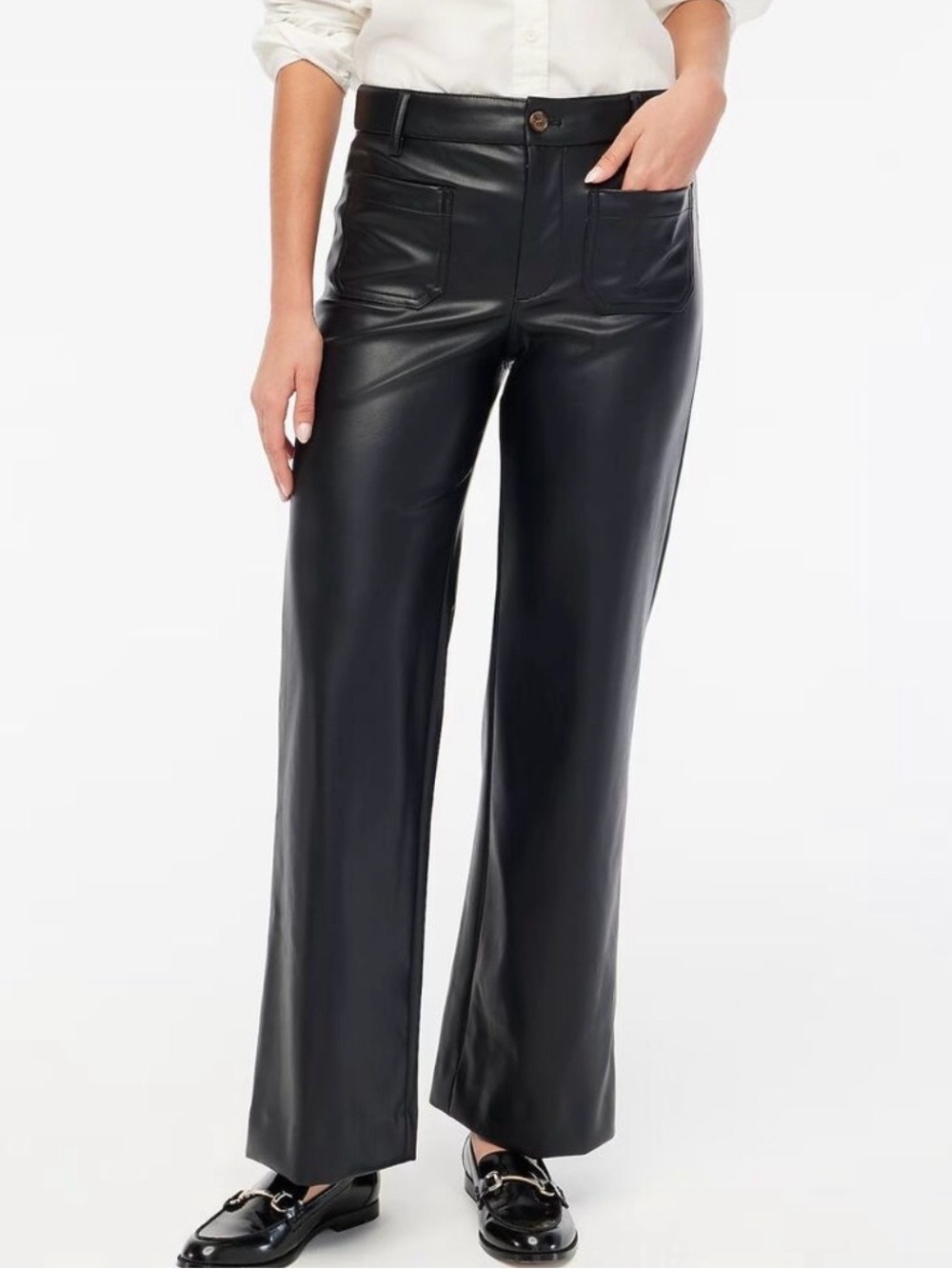 J. Crew Factory Lizzie High Rise Faux Leather Wide Leg Pants Size 25